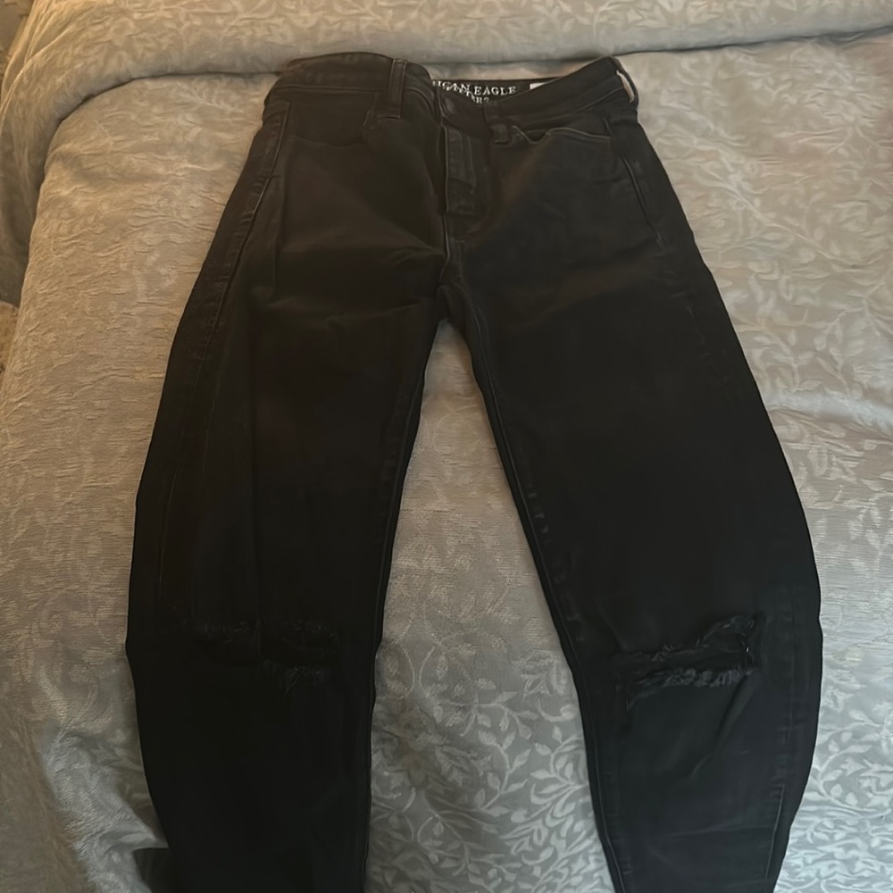 Black skinny high rise stretch denim